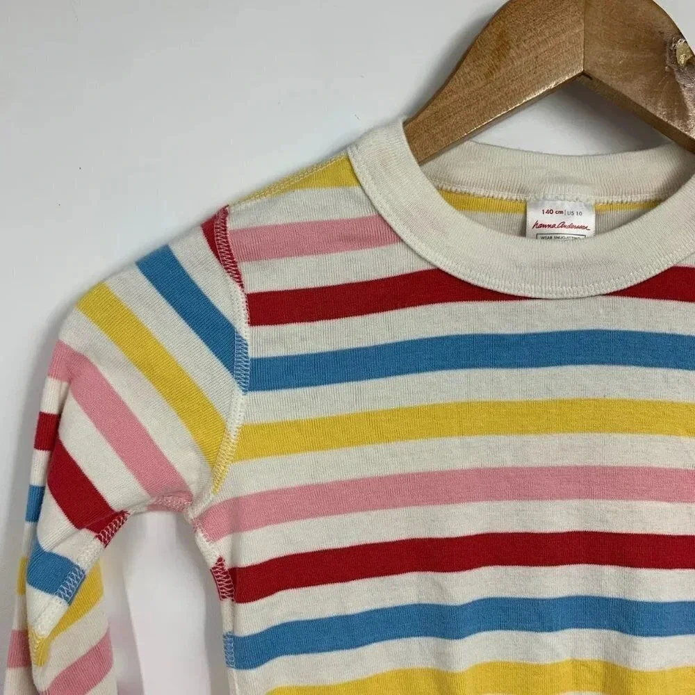 Hanna Andersson Girl's Organic Cotton Striped Long Sleeve Pajama Top Size 10/140